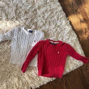 Ralph Lauren Kids Cable Knit Sweaters - Red and Cream